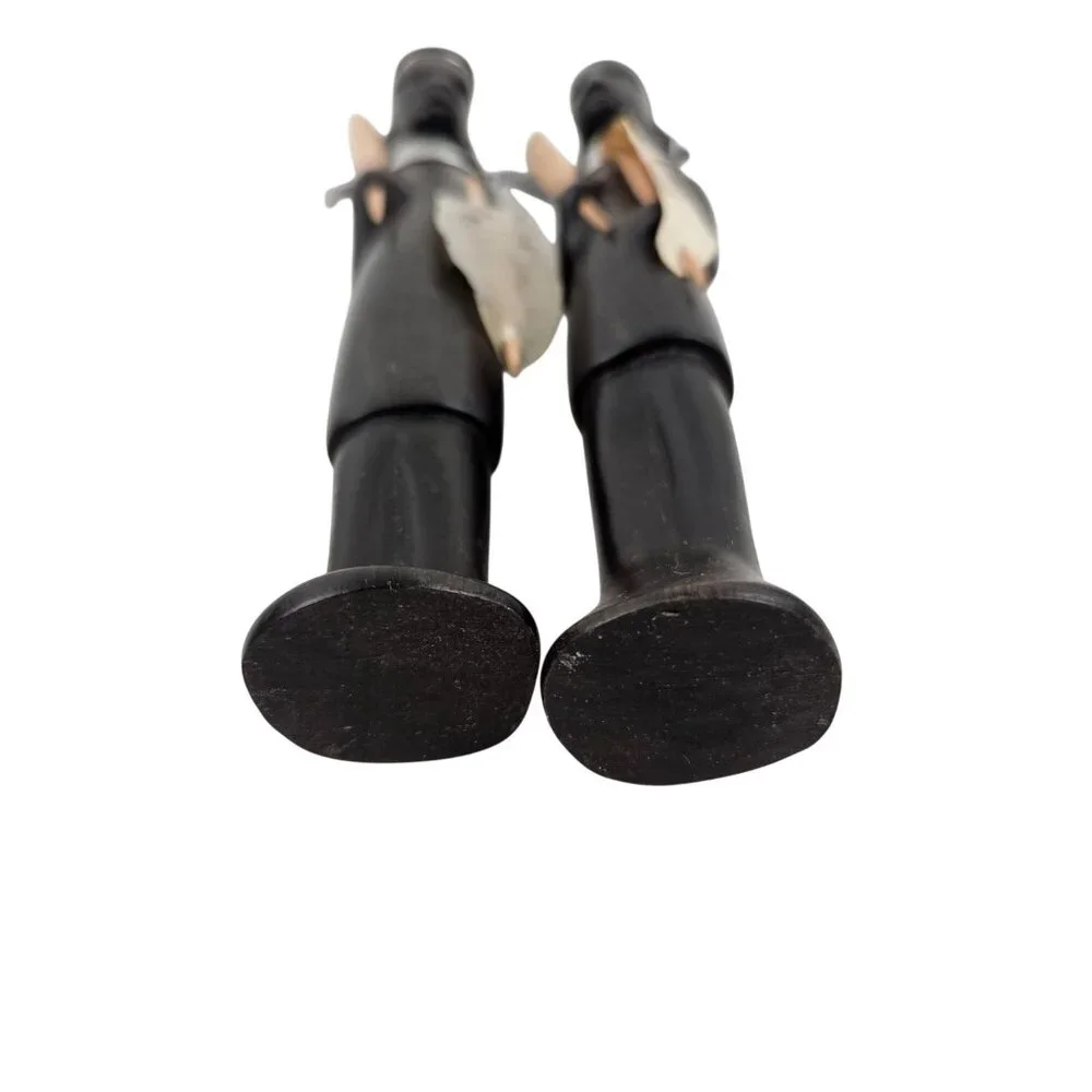 Vintage African Tribal Style Carved Figurine Pair Metal Neck Rings Spears - Picture 10 of 10